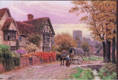 Oktoberabend in Steventon, Berkshire, aus Die Cottages und das Dorfleben im ländlichen England, veröffentlicht von Dent & Sons Limited, 1912 von Alfred Robert Quinton
